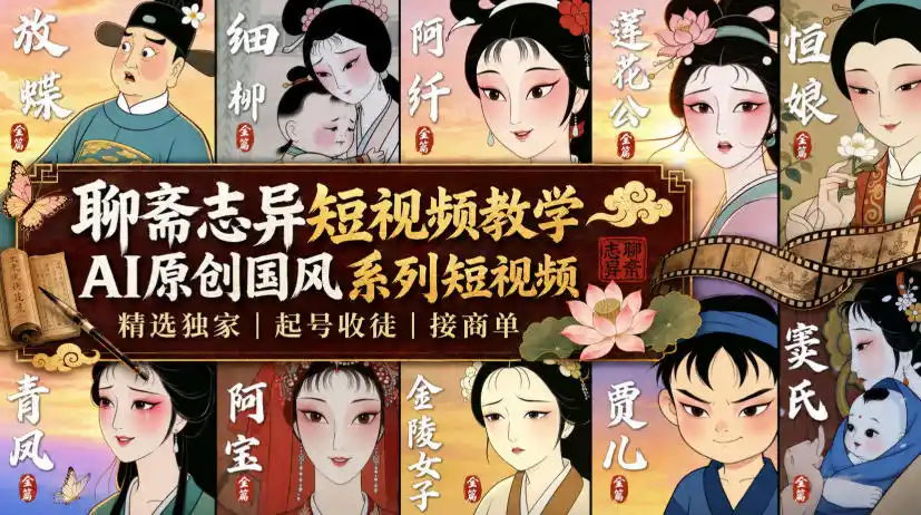 初创源码资源站 聊斋志异短视频教学AI原创国风系列短视频精选独家丨起号收徒丨接商单更新0818