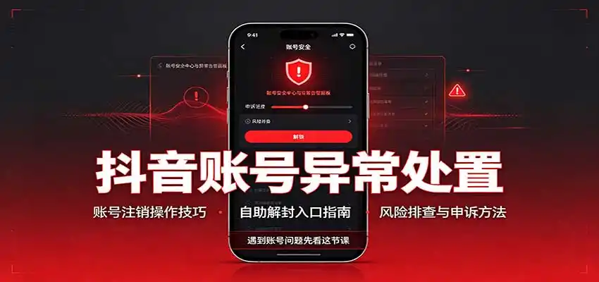 抖音账号异常处置，账号注销操作技巧，自助解封入口-初创源码资源站