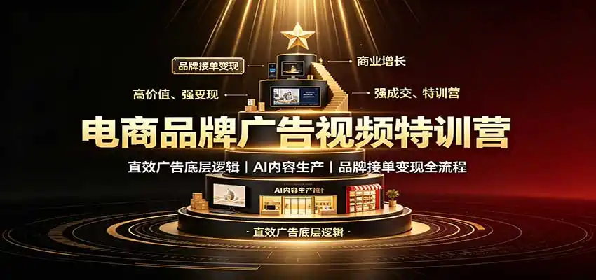 电商品牌广告视频特训：直效广告底层逻辑，AI内容生产，品牌接单变现全流程-初创源码资源站