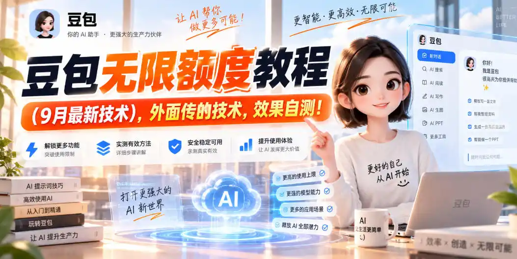 初创源码资源站 豆包无限额度教程9月最新技术外面传的技术效果自测