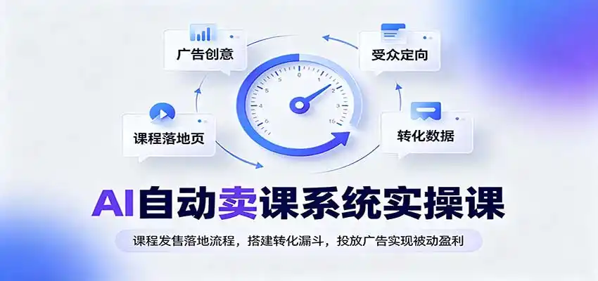 AI自动卖课系统实操课：课程发售落地流程，搭建转化漏斗，投放广告实现被动盈利-初创源码资源站