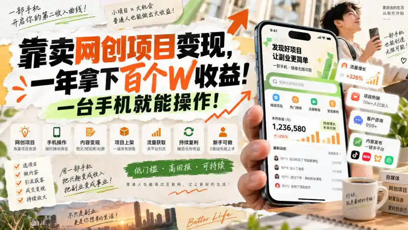 网创小程序虚拟资料变现，一年拿下百万收益，一部手机就可以做，0成本变现副业！-初创源码资源站