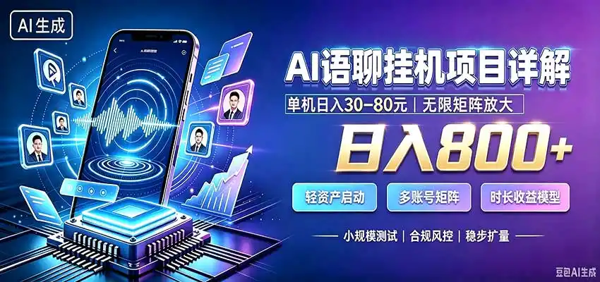 AI语聊挂机，日入800+，适用个人副业，工作室矩阵操作 - 初创源码资源站-初创源码资源站