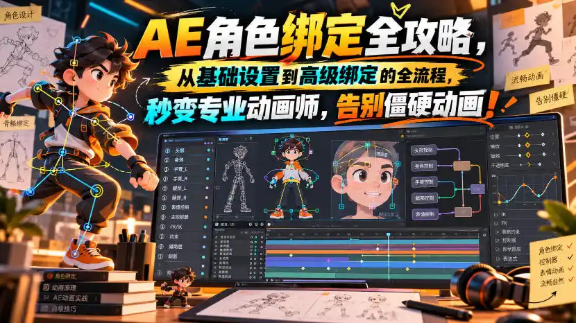 【无水印】AE角色绑定全攻略，从基础设置到高级绑定的全流程，秒变专业动画师，告别僵硬动画！【原创双语字幕】-初创源码资源站