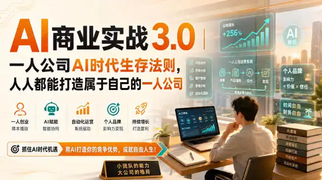 AI商业实战3.0｜一人公司AI时代生存法则，人人都能打造属于自己的一人公司-初创源码资源站