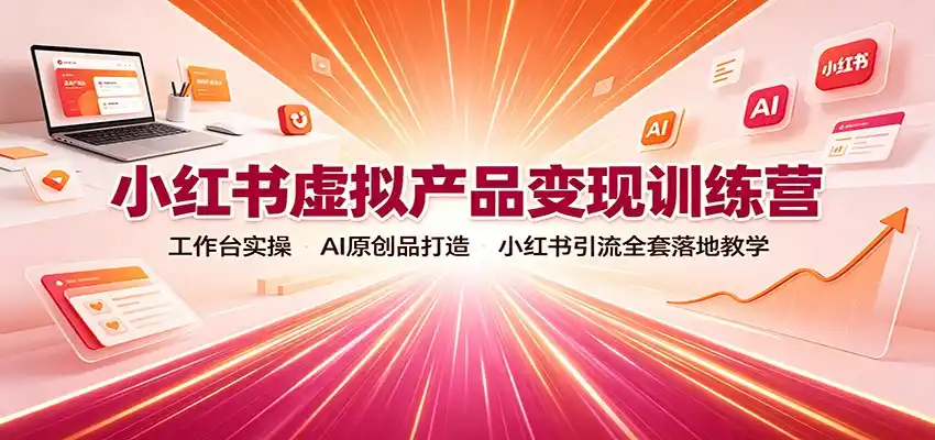 小红书虚拟产品变现训练营：工作台实操，AI原创品打造，小红书引流全套落地教学 - 初创源码资源站-初创源码资源站