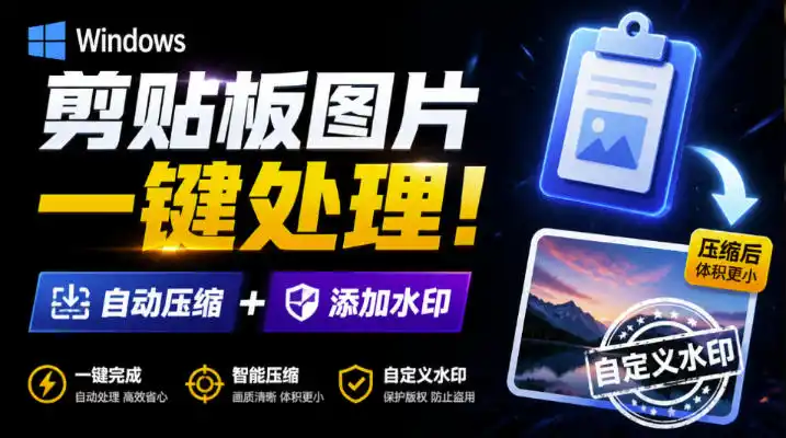 Windows剪贴板复制图片后，体积会暴涨数百倍？剪贴板图片一键自动压缩及添加水印工具 - 初创源码资源站-初创源码资源站