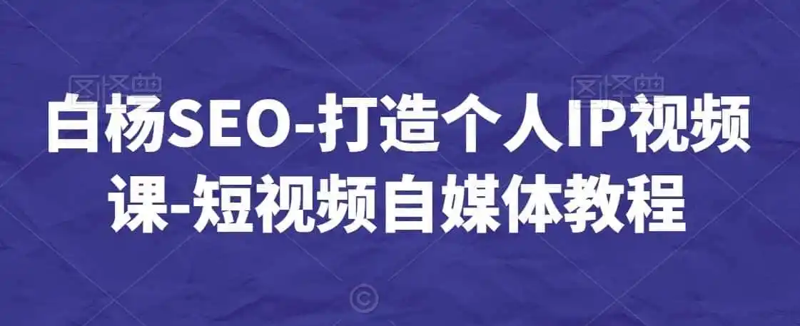 白杨SEO-打造个人IP视频课-短视频自媒体教程-初创源码资源站