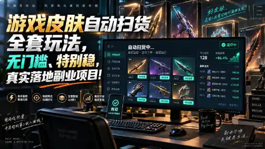 游戏皮肤自动扫货全套玩法，无门槛、特别稳，真实落地副业项目！【揭秘】-初创源码资源站