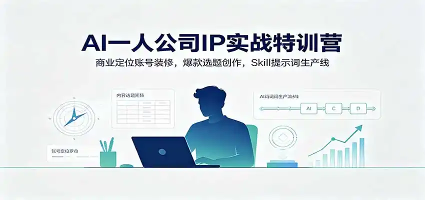 AI一人公司IP实战特训营：商业定位账号装修，爆款选题创作，Skill提示词生产线-初创源码资源站