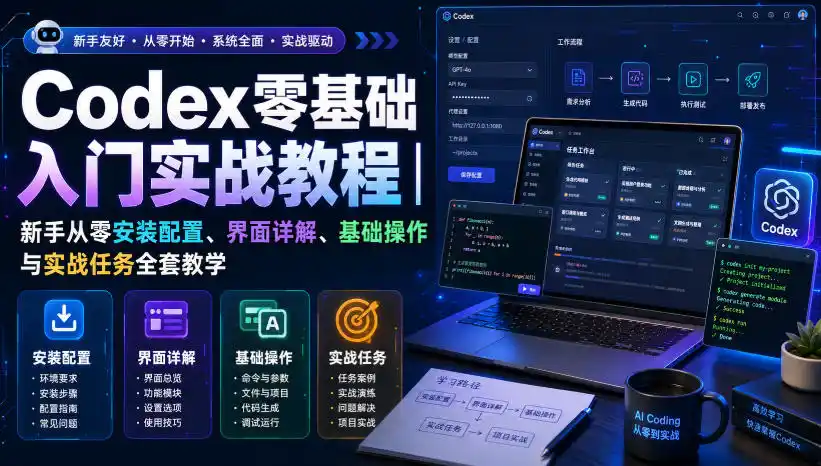 Codex零基础入门实战教程|新手从零安装配置、界面详解、基础操作与实战任务全套教学-初创源码资源站