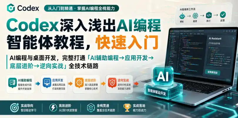Codex深入浅出AI编程智能体教程，快速入门AI编程与桌面开发，打通「AI辅助编程→应用开发→底层进阶→逆向实战」全技术链路-初创源码资源站