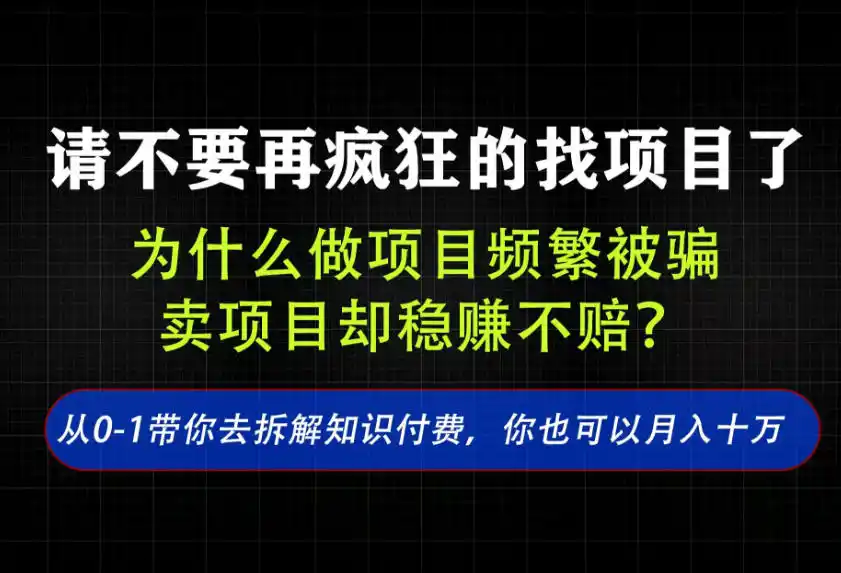 找项目？别傻了！卖项目才是真的一本万利！看完你全都懂了【揭秘】-初创源码资源站