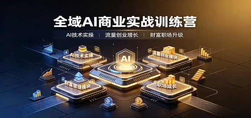 全域AI商业实战训练营：涵盖AI技术实操、流量创业、财富管理与职场成长全体系内容-初创源码资源站