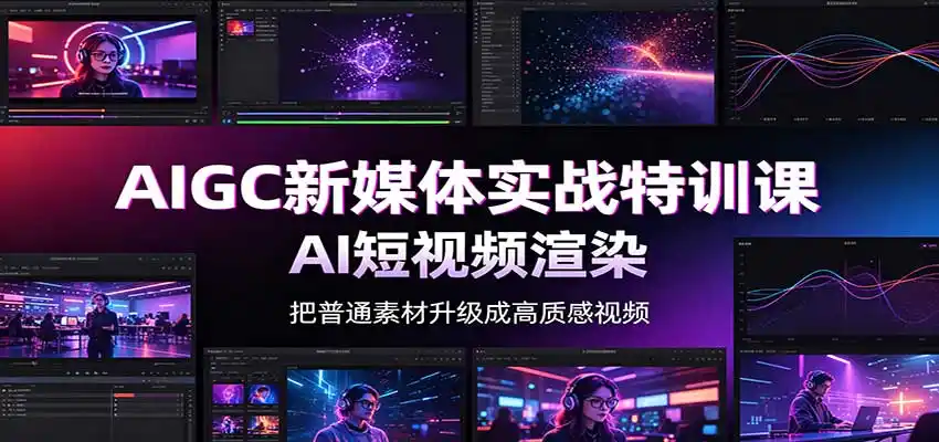 AIGC新媒体实战特训课：工具入门实操，AI短视频渲染，数字人商业视频制作-初创源码资源站