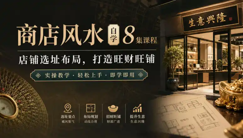 商店风水自学8集课程｜店铺选址布局，打造旺财旺铺实操教学-初创源码资源站