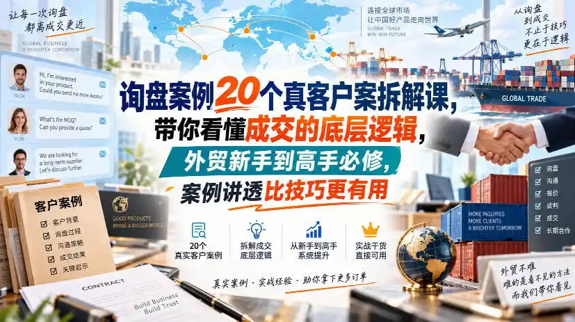 询盘案例20个真客户案拆解课，带你看懂成交的底层逻辑，外贸新手到高手必修，案例讲透比技巧更有用-初创源码资源站