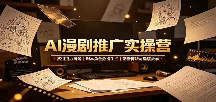 AI漫剧推广实操营：赛道潜力拆解，剧本角色分镜生成，配音剪辑与运镜教学-初创源码资源站