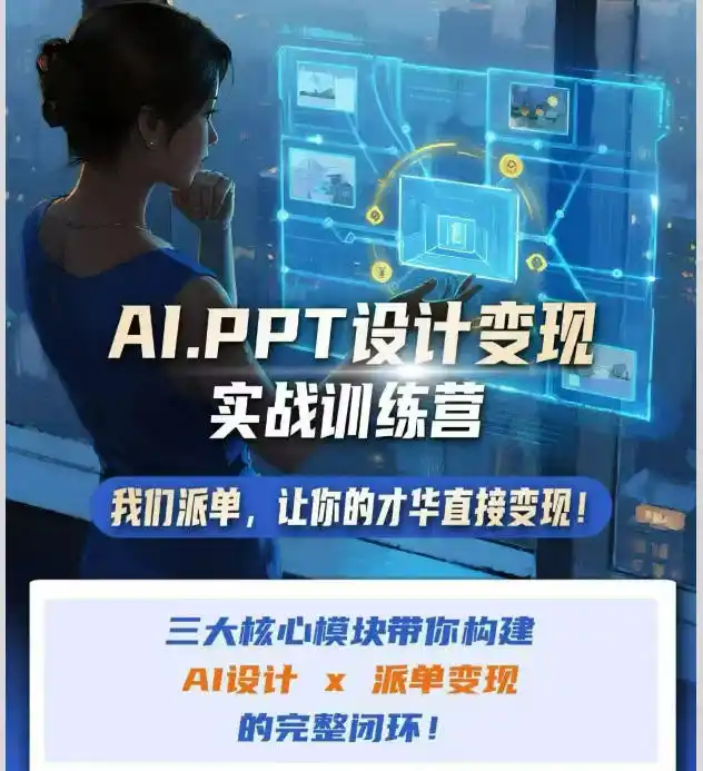 AI+PPT设计变现实战训练营,我们派单,让你的才华直接变现,三大核心模块带你构建Al设计x派单变现的完整闭环-初创源码资源站