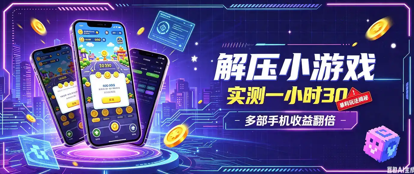 小游戏全流程玩法，实测一小时搞30，简单无脑解压，当天做当天就能看到进账，直接冲就行【揭秘】-初创源码资源站