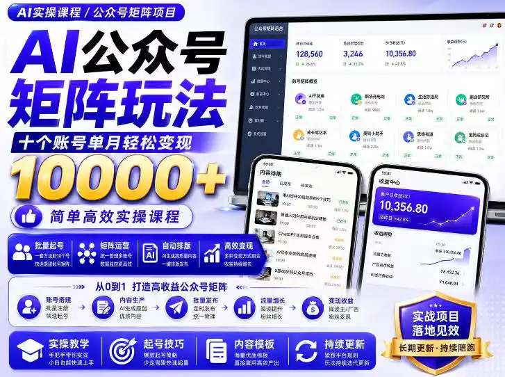 AI公众号矩阵实操玩法：内含价值399的提示词，三分钟一篇爆款文章，支持矩阵多账号运营 - 初创源码资源站-初创源码资源站