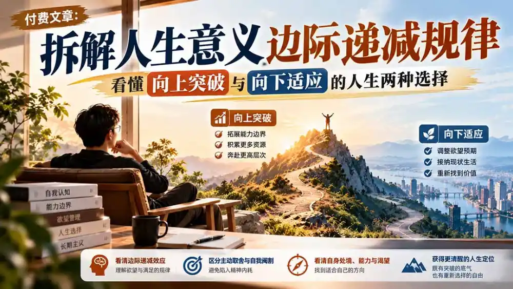 付费文章：拆解人生意义边际递减规律，看懂向上突破与向下适应的人生两种选择-初创源码资源站