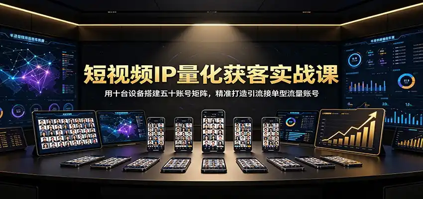 短视频IP量化获客实战课：用十台设备搭建五十账号矩阵，精准打造引流接单型流量账号 - 初创源码资源站-初创源码资源站
