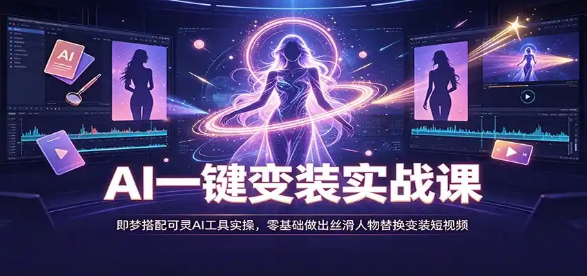 AI一键变装实战课:即梦搭配可灵AI工具实操,零基础做出丝滑人物替换变装短视频-初创源码资源站
