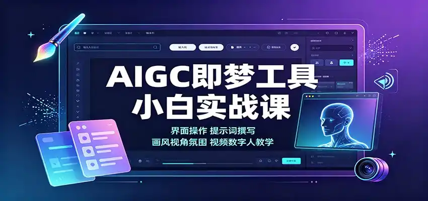 AIGC即梦工具小白实战课：界面操作，提示词撰写，画风视角氛围视频数字人教学-初创源码资源站