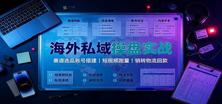 海外私域操盘实战：赛道选品账号搭建，短视频跑量，销转物流回款-初创源码资源站