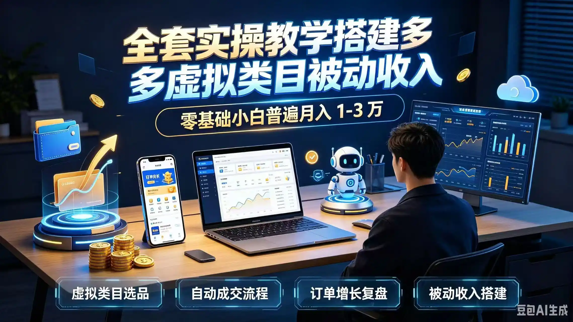 全套实操教学搭建多多虚拟类目被动收入，零基础小白普遍月入 1-3 万-初创源码资源站