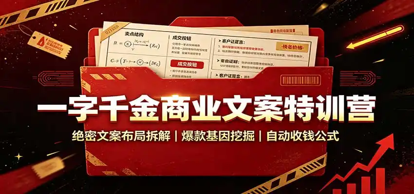 一字千金商业文案特训营：绝密文案布局拆解，爆款基因挖掘，自动收钱公式-初创源码资源站