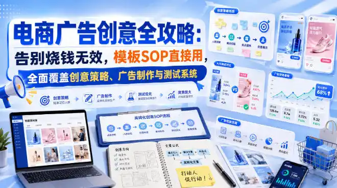 电商广告创意全攻略：告别烧钱无效，模板SOP直接用，全面覆盖创意策略、广告制作与测试系统【原创双语字幕】-初创源码资源站