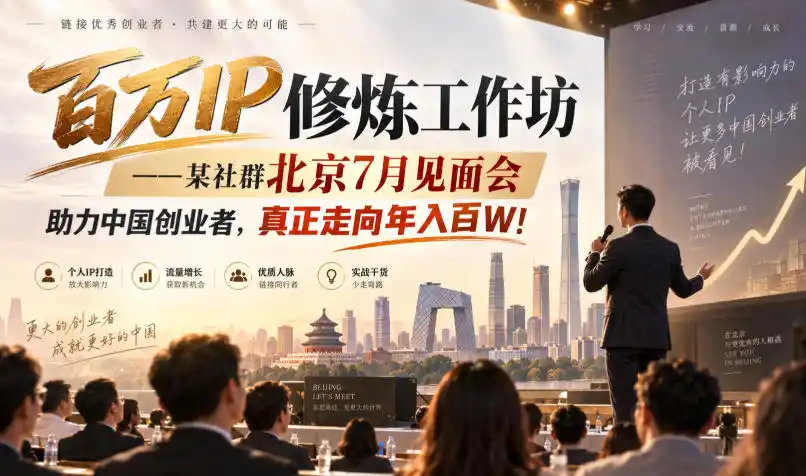 初创源码资源站 百万IP修炼工作坊某社群北京7月见面会助力中国创业者真正走向年入百W