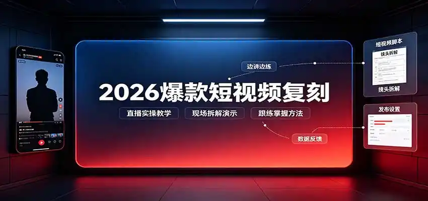 2026爆款短视频复刻：直播实操教学，配套文字文档掌握全流程-初创源码资源站