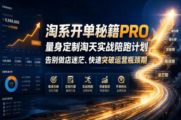 初创源码资源站 淘系开单秘籍PRO量身定制淘天实战陪跑计划告别做店迷茫快速突破运营瓶颈期更新260906