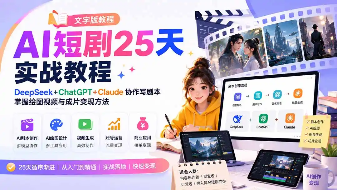 AI短剧25天实战教程(文字版教程-初创源码资源站