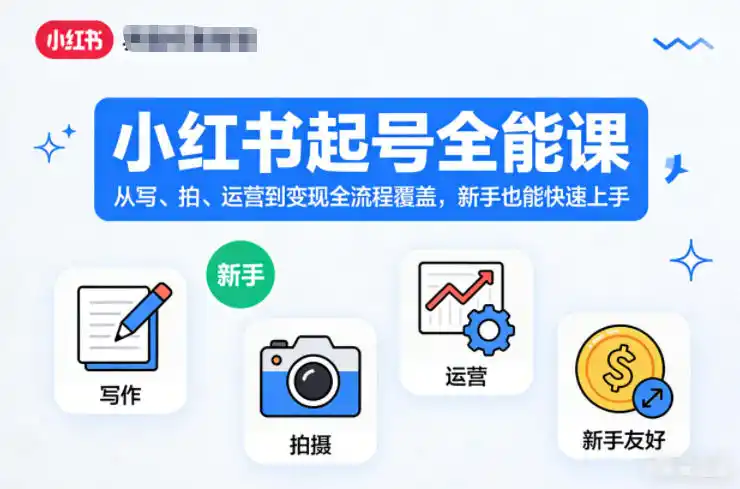 小红书起号全能课，从写、拍、运营到变现全流程覆盖，新手也能快速上手(更新)-初创源码资源站