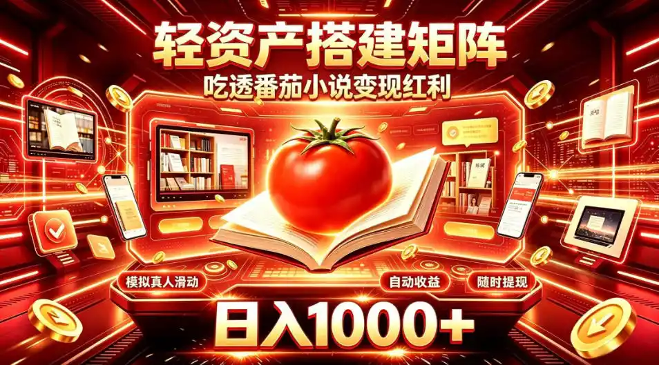 轻资产搭建矩阵，吃透番茄小说变现红利，日入1000+，支持无限矩阵放大【揭秘】-初创源码资源站
