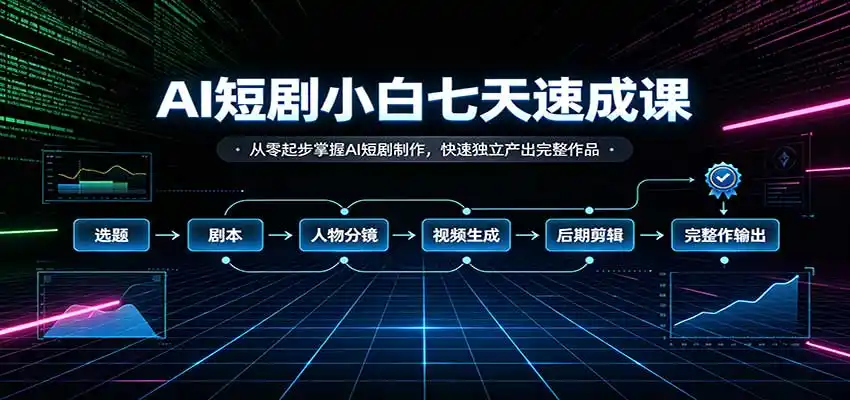 AI短剧小白七天速成课：从零起步掌握AI短剧制作，快速独立产出完整作品-初创源码资源站