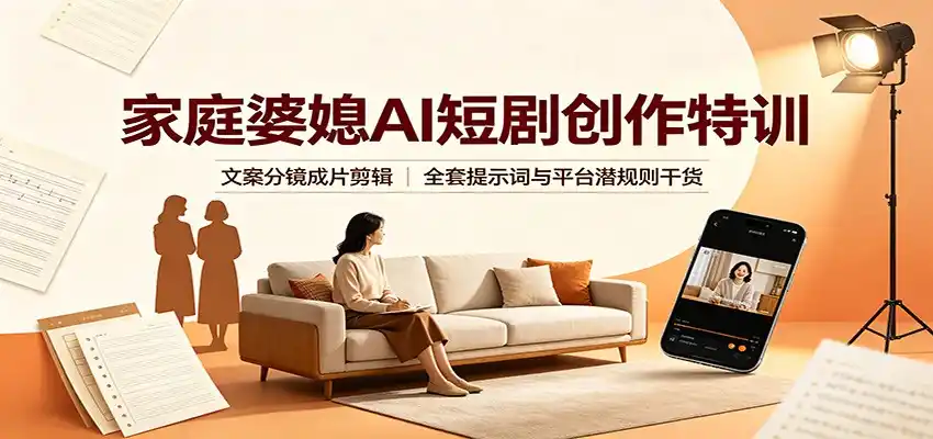 家庭婆媳AI短剧创作特训：文案分镜成片剪辑，全套提示词与平台潜规则干货-初创源码资源站