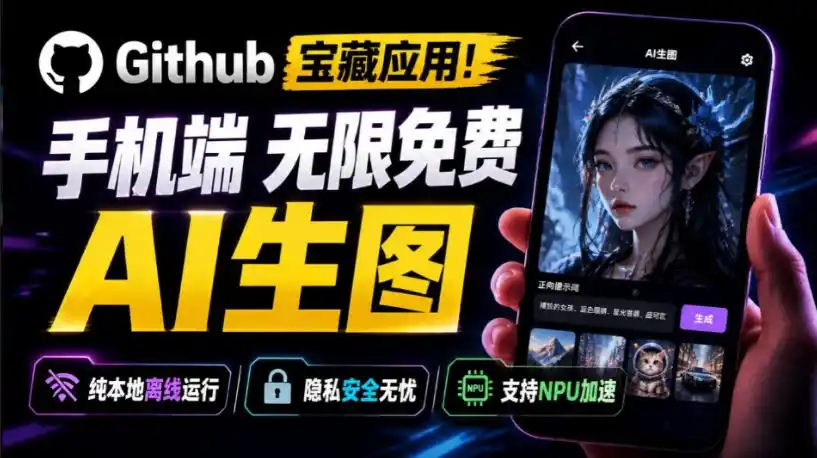 Github宝藏应用！手机端无限免费AI生图，纯本地离线运行，支持NPU加速斩获3.1k stars，local-dream-初创源码资源站