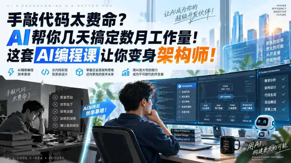 手敲代码太费命？AI帮你几天搞定数月工作量！这套AI编程课让你变身架构师！【原创双语字幕】-初创源码资源站