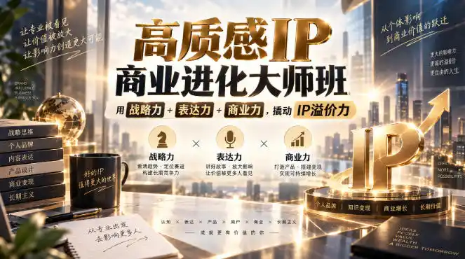 高质感IP商业进化大师班，用战略力+表达力+商业力，撬动IP溢价力-初创源码资源站