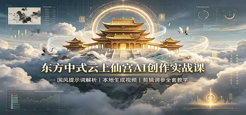 东方中式云上仙宫AI创作实战课：国风提示词解析，本地生成视频，剪辑调参全套教学-初创源码资源站