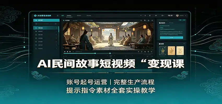 AI民间故事短视频变现课：账号起号运营，完整生产流程，提示指令素材全套实操教学-初创源码资源站