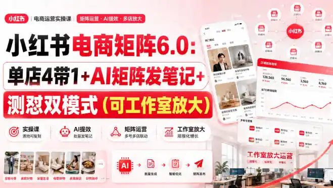 小红书电商矩阵6.0：单店4带1+AI矩阵发笔记+测怼双模式(可工作室放大)-初创源码资源站
