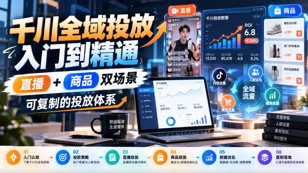 千川全域投放入门到精通，直播+商品双场景，可复制的投放体系(更新1026)-初创源码资源站