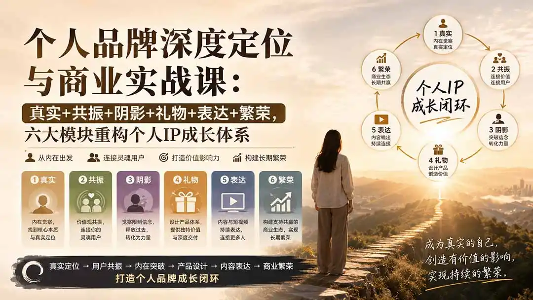 个人品牌深度定位与商业实战课：真实+共振+阴影+礼物+表达+繁荣，六大模块重构个人IP成长体系-初创源码资源站