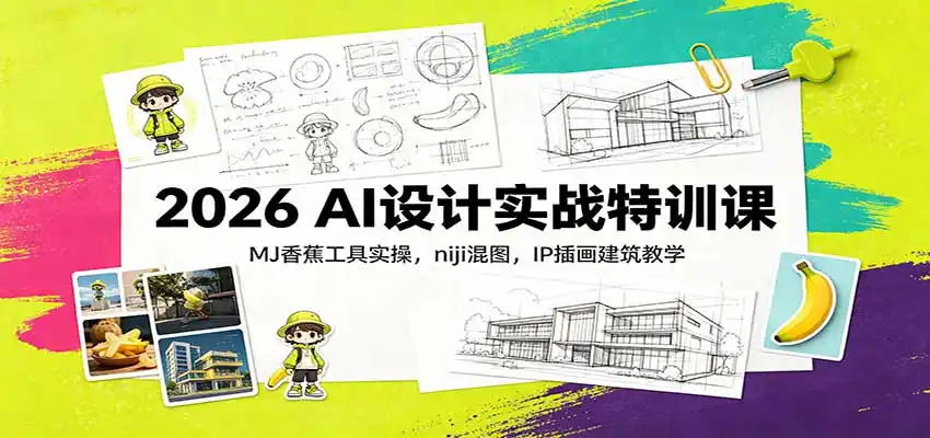 2026 AI设计实战特训课：MJ香蕉工具实操，niji混图，IP插画建筑教学-初创源码资源站